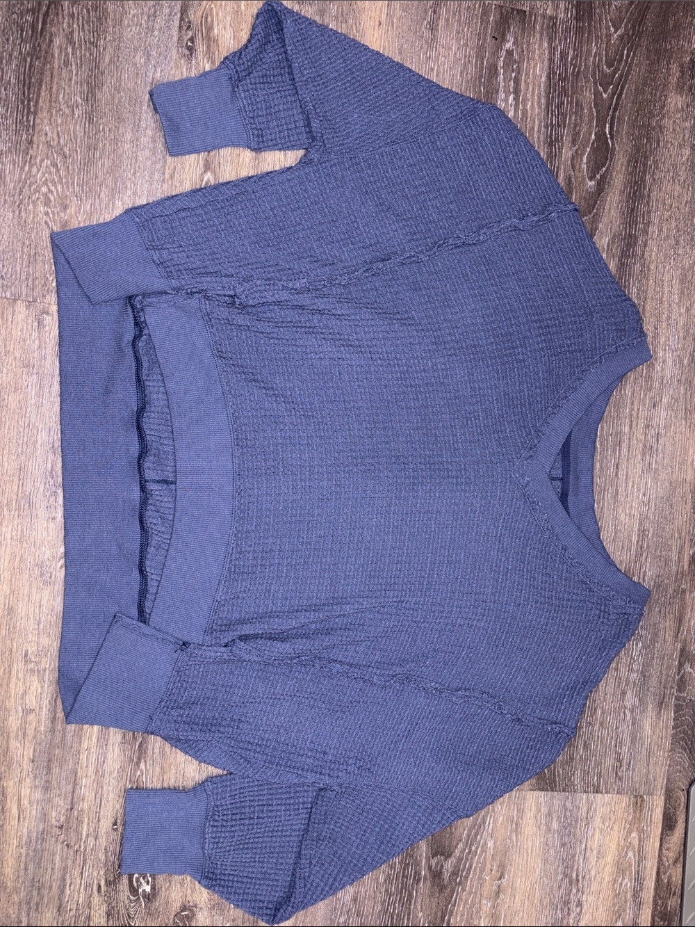 American Eagle Women's Textured V-Neck Sweater - Navy Blue